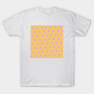 Pink and Yellow Abstract Floral Flowers Pattern T-Shirt